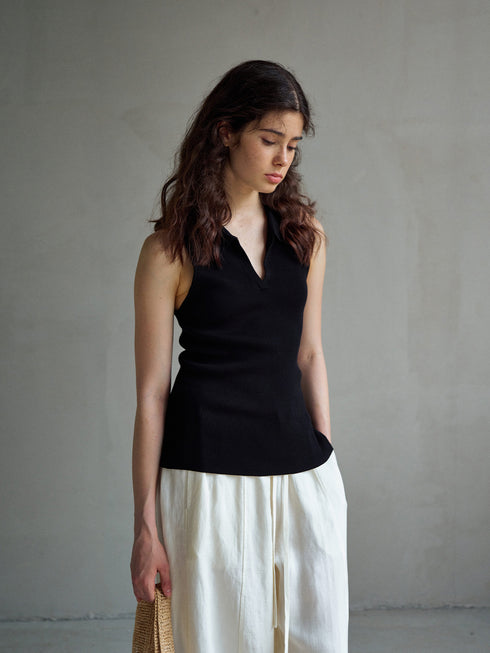 Umber Ribbed Polo Tank