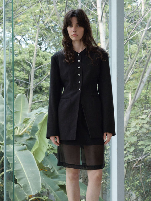 Cyrie Linen Curve Blazer