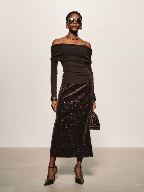 Bardot Folded Wool Top