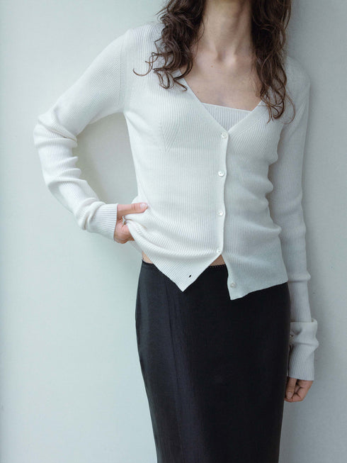 Rib Wool Veil Cardigan