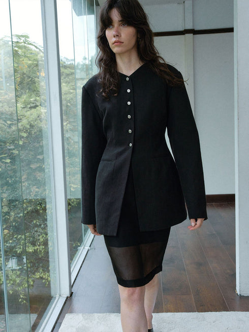 Cyrie Linen Curve Blazer