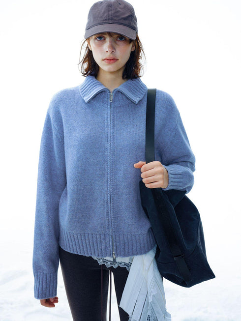 Mirella Zip Wool High-Neck Sweater