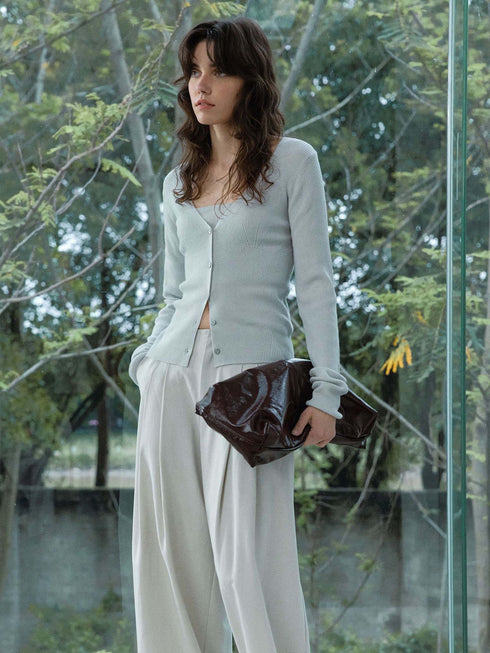 Rib Wool Veil Cardigan