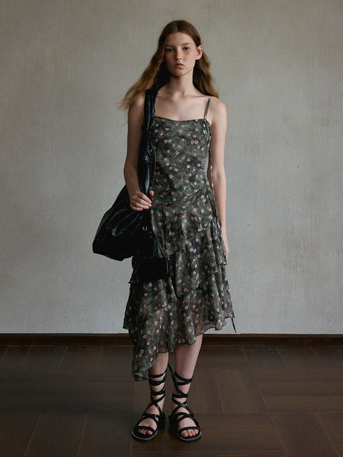 Quartz Asymmetric Ruffle Dress