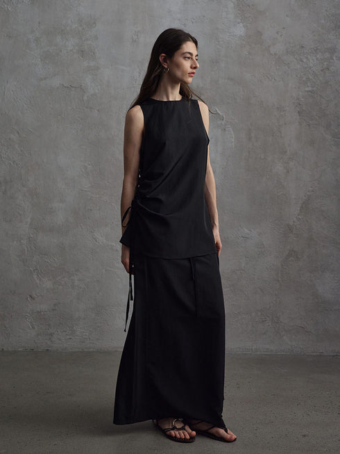 Vapor Drawstring Straight Skirt