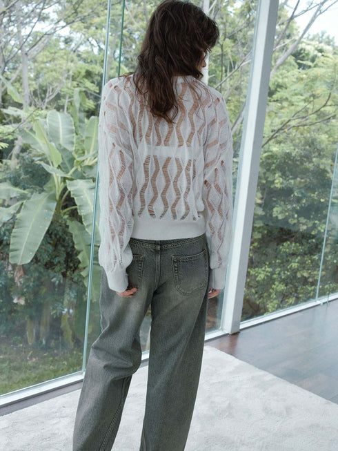 Grid Wool Hole Knit