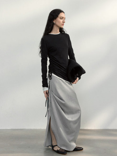 Sable Linen Ruche Pullover