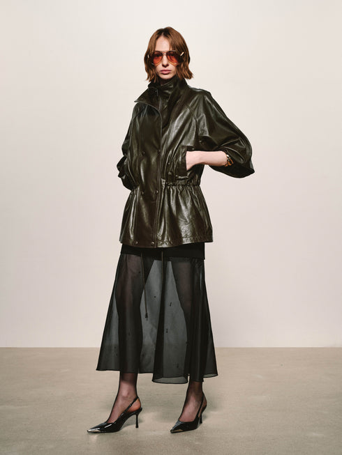 Lustrous Waxed Leather Jacket