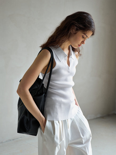 Umber Ribbed Polo Tank