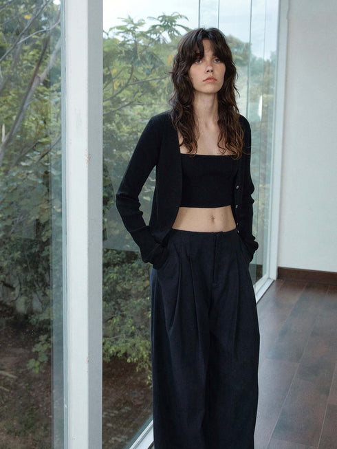 Rib Wool Veil Cardigan