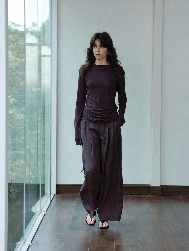 Pull à volants en lin sable