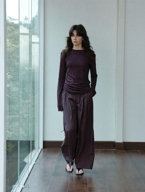 Sable Linen Ruche Pullover