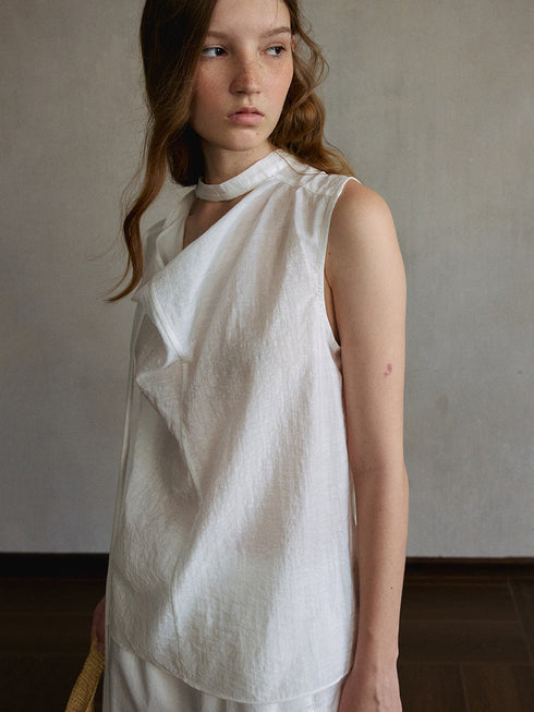 Zephyr Asymmetric Tie-Neck Top