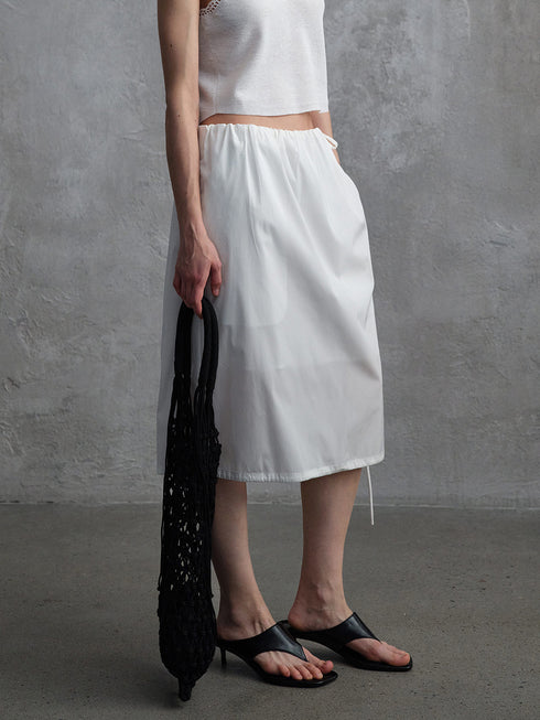 Umber Satin Drawstring Skirt