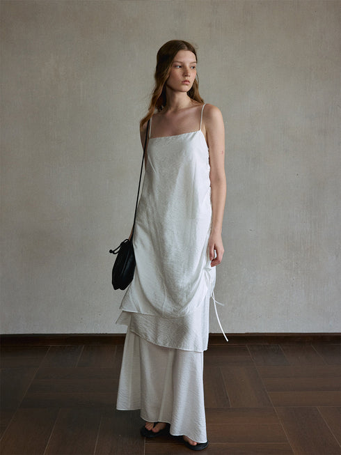 Argent Ruched Slip Dress