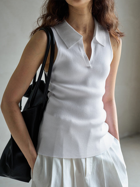 Umber Ribbed Polo Tank