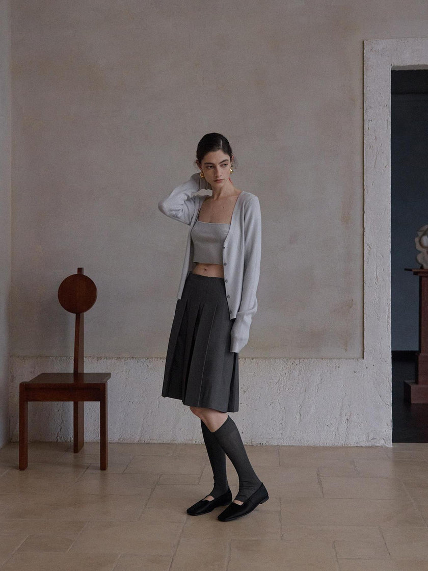 Jupe plissée en laine Maura