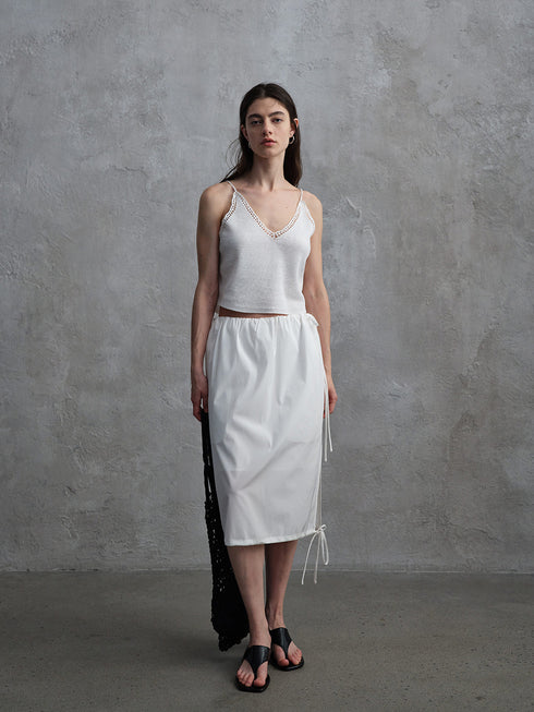 Umber Satin Drawstring Skirt