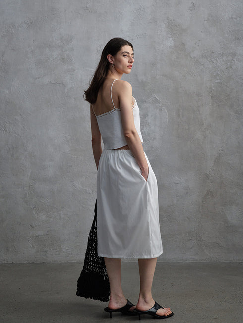 Umber Satin Drawstring Skirt