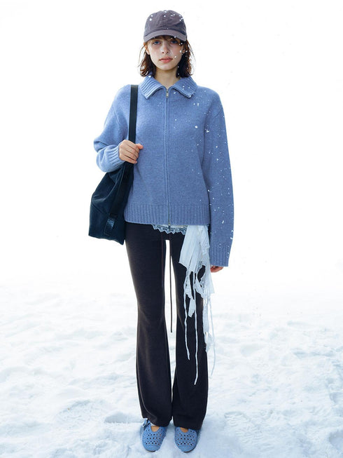 Mirella Zip Wool High-Neck Sweater