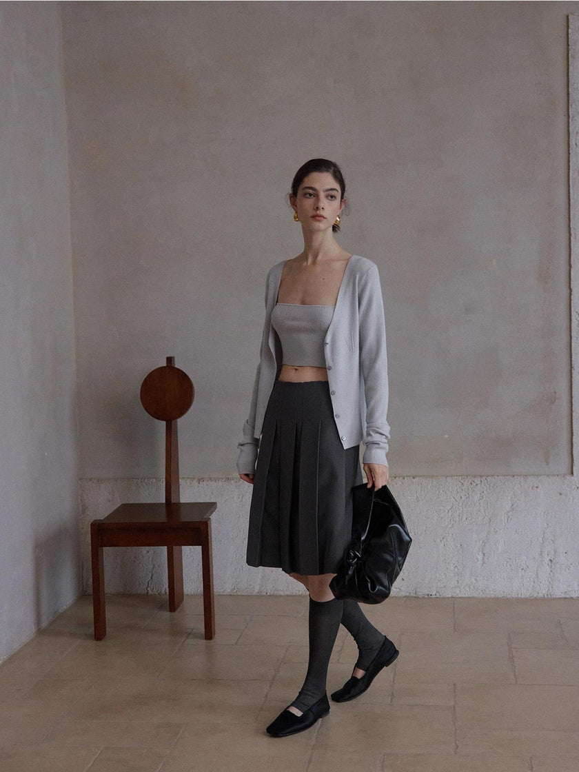 Jupe plissée en laine Maura