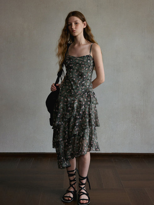 Quartz Asymmetric Ruffle Dress