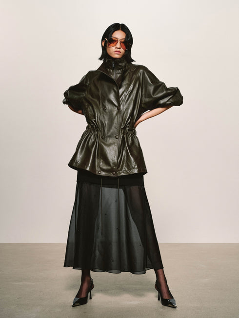 Lustrous Waxed Leather Jacket