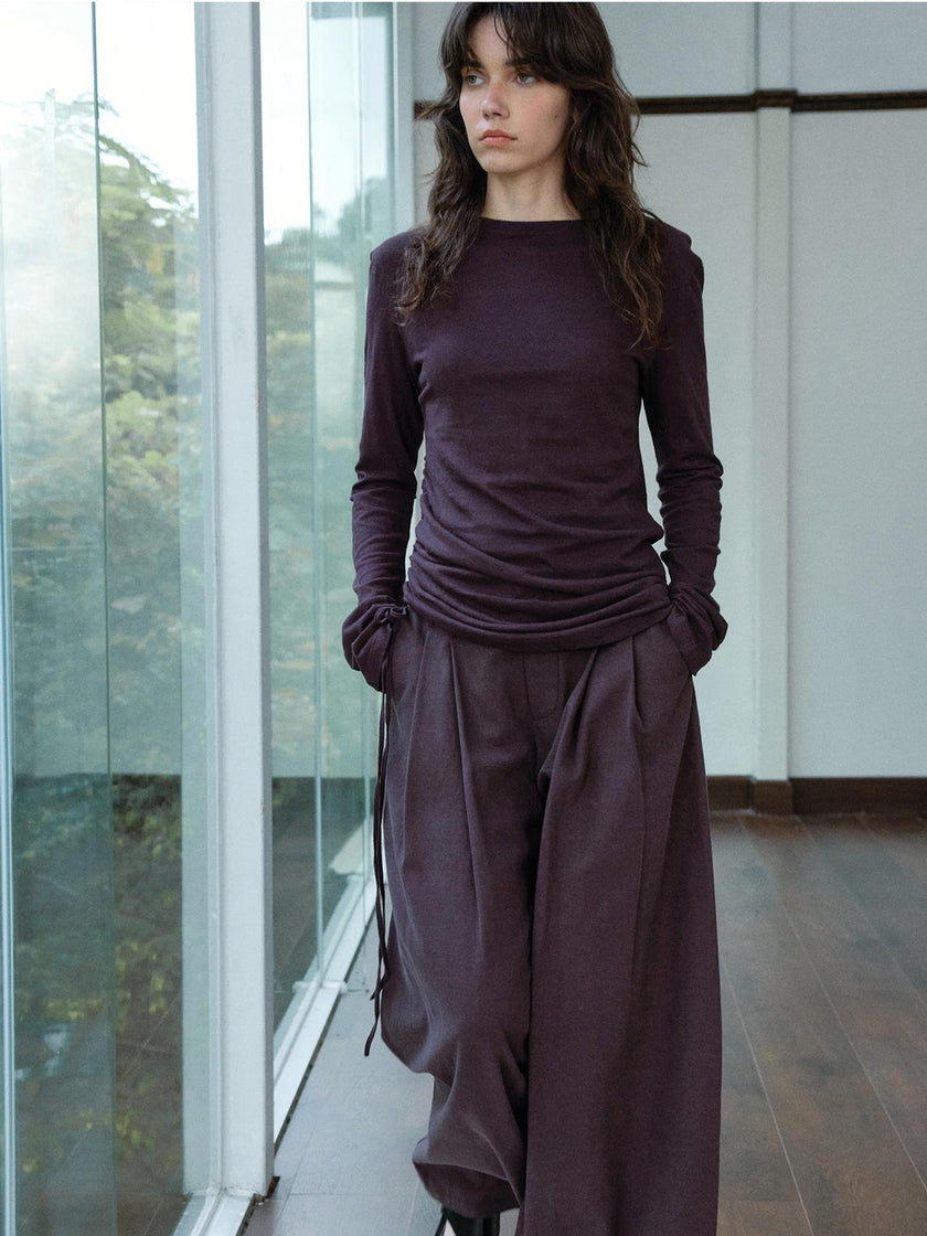 Sable Linen Ruche Pullover