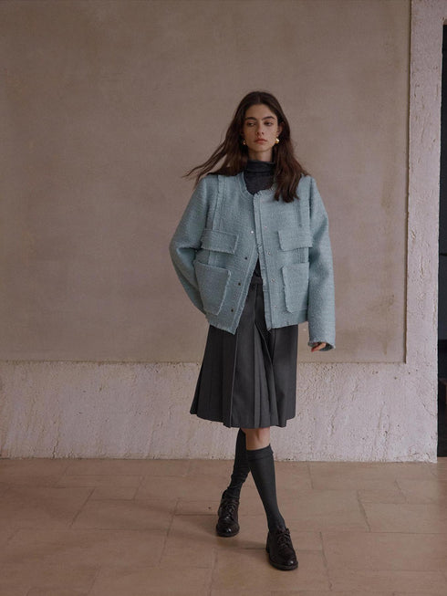 Jupe plissée en laine Maura