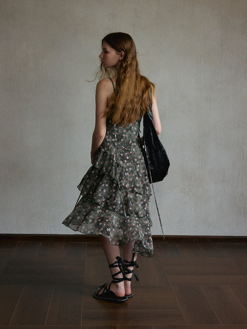 Quartz Asymmetric Ruffle Dress