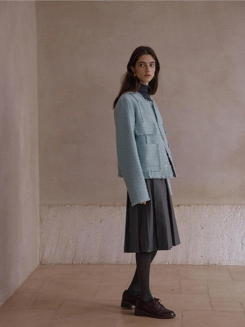 Jupe plissée en laine Maura