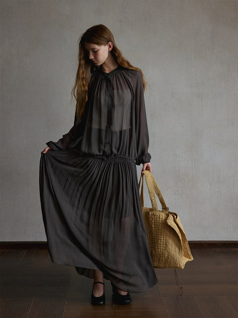 Mist Shirred Sheer Skirt
