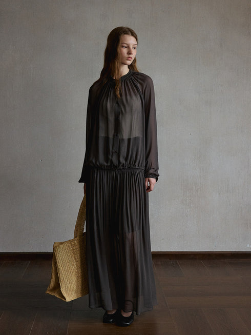 Inkveil Gathered Sheer Shirt