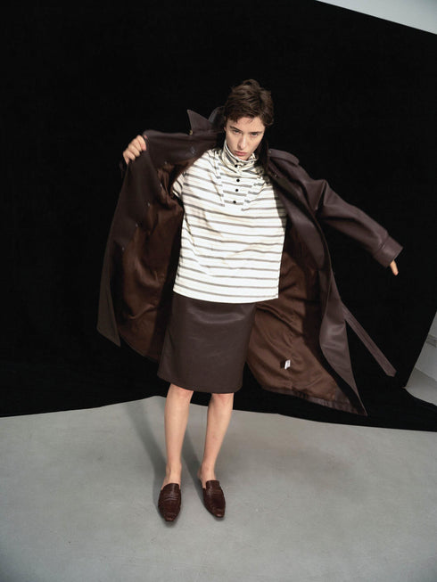 Noura Leather-Panel Coat
