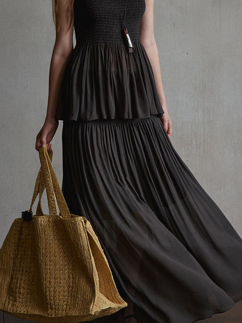 Mist Shirred Sheer Skirt