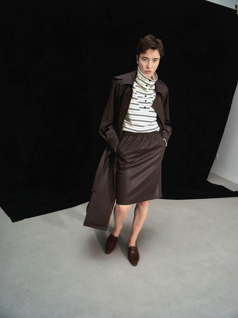 Noura Leather-Panel Coat