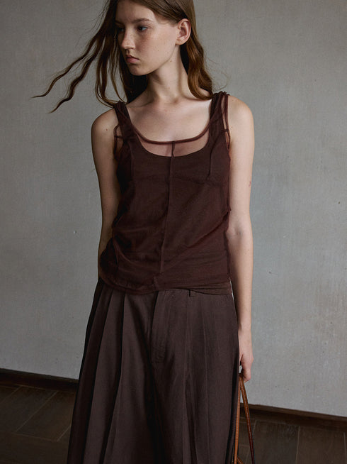 Umber Mesh Layer Cami