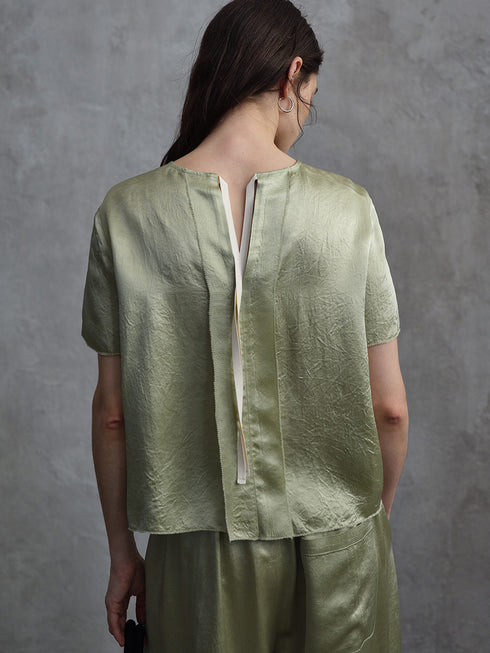Nightfall Satin Tie-Back Top