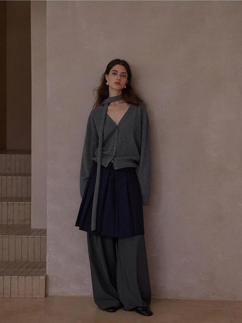 Jupe plissée en laine Maura