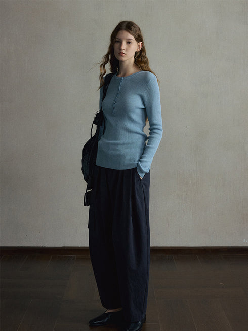 Senna Ribbed Henley Top