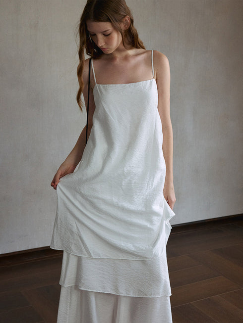 Argent Ruched Slip Dress