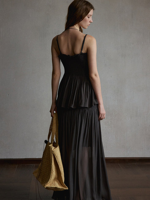 Mist Shirred Sheer Skirt