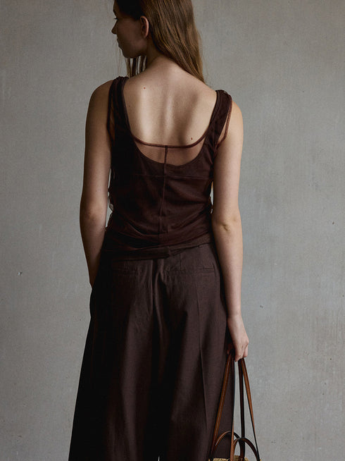 Umber Mesh Layer Cami
