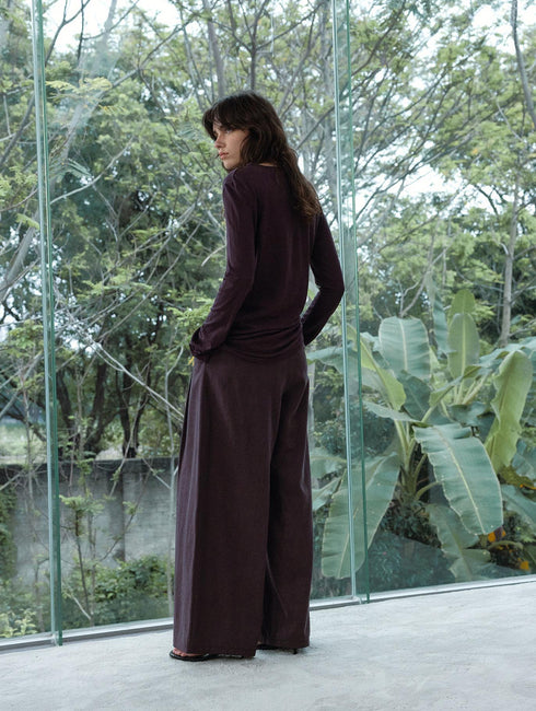 Pullover in lino color sabbia con ruches
