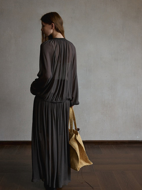 Inkveil Gathered Sheer Shirt