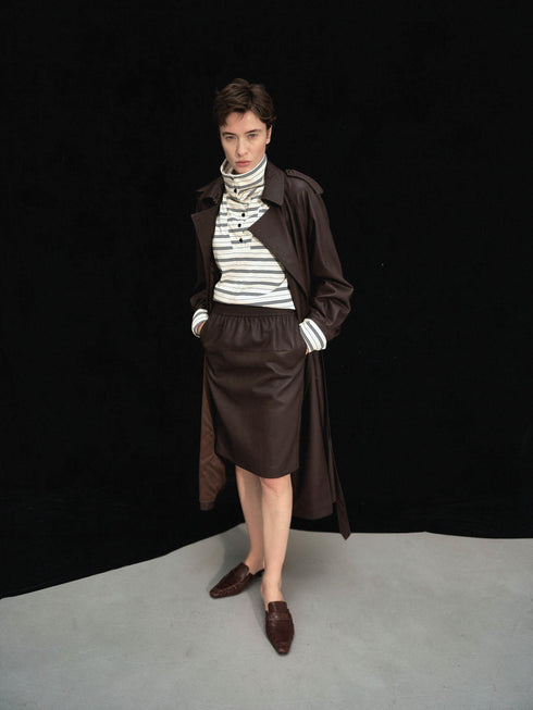 Noura Leather-Panel Coat