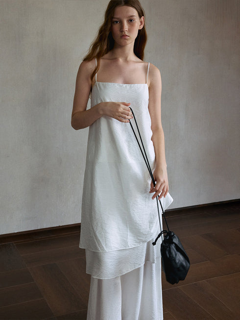 Argent Ruched Slip Dress