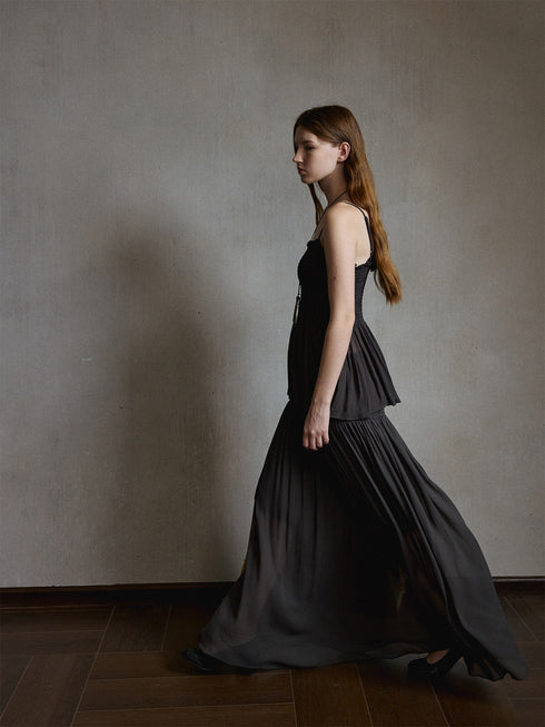 Mist Shirred Sheer Skirt