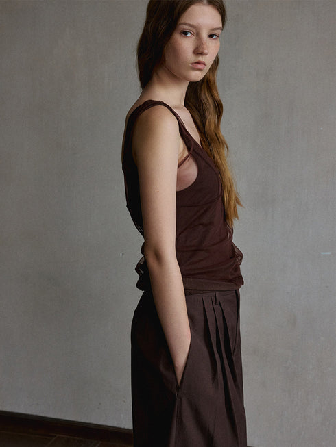 Umber Mesh Layer Cami