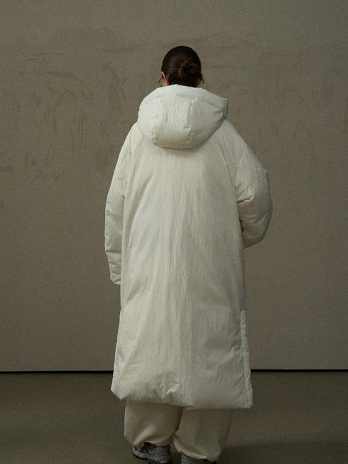 Crinkled Cocoon Puffer Coat